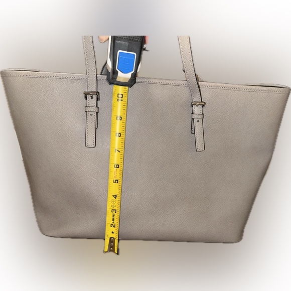 Michael Kors Medium Gray Leather Tote with Silver Hardware - Picture 3 of 5